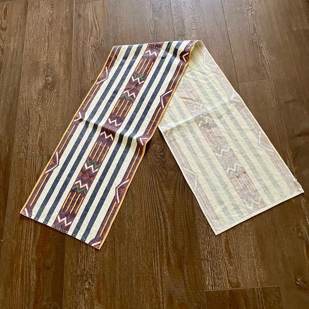 Striped Aztec Pattern table runner in Navy, Cream & Rust 13/64 inches